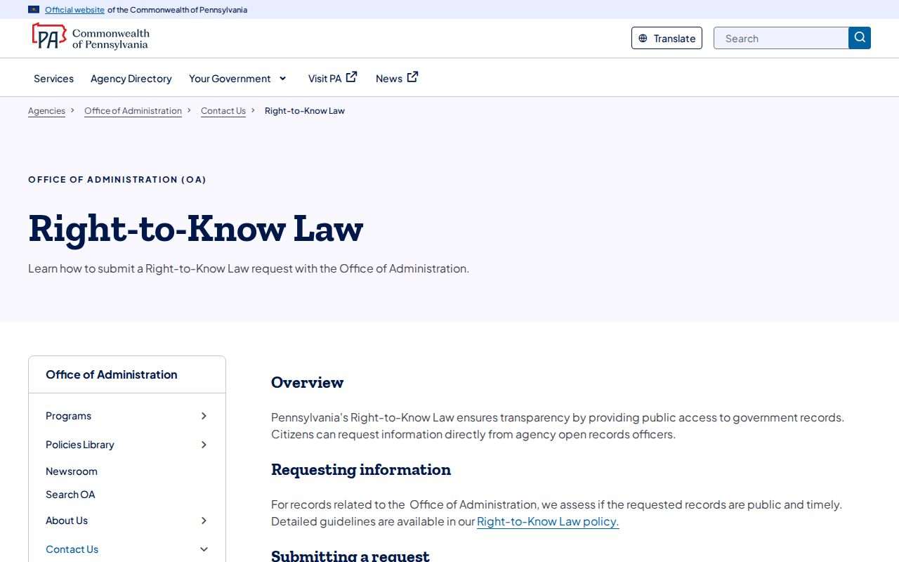 Berks County residents directory Pennsylvania Right-to-Know Law information