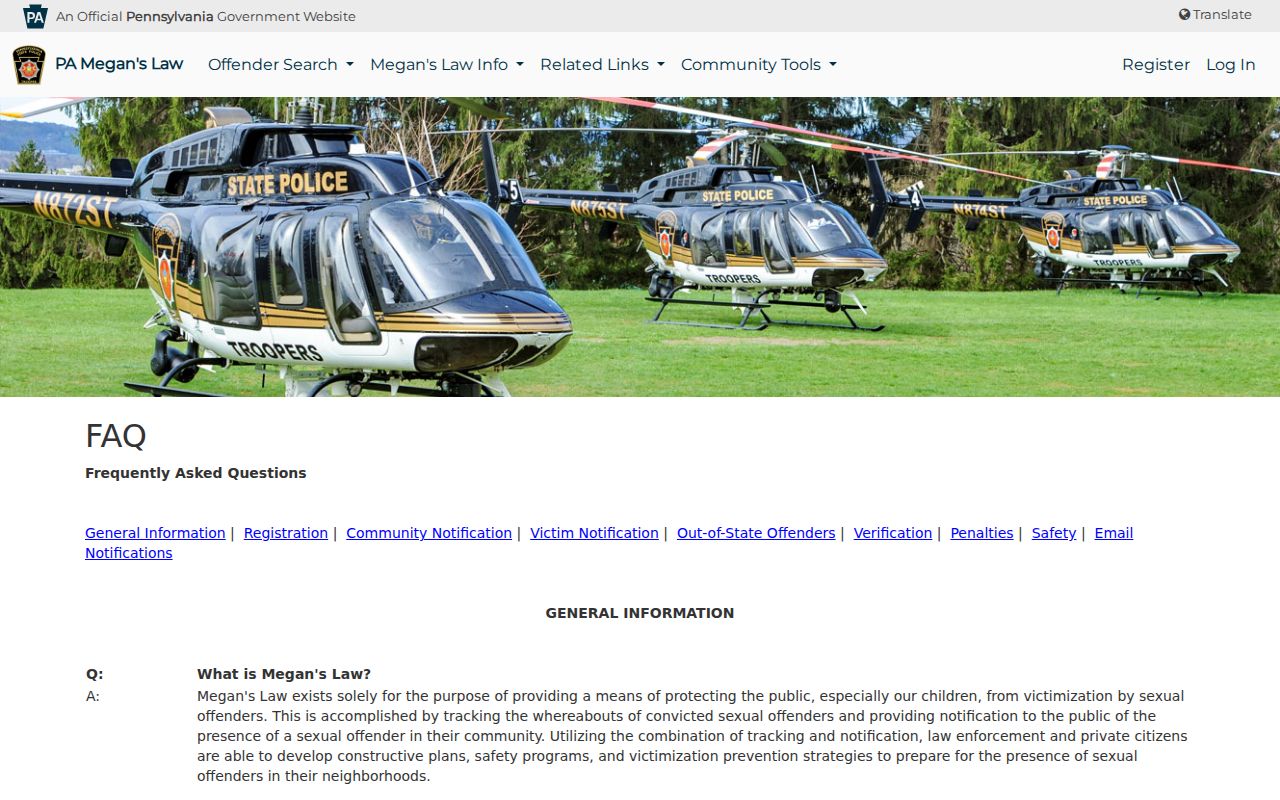 Berks County neighbors Pennsylvania Megan's Law FAQ