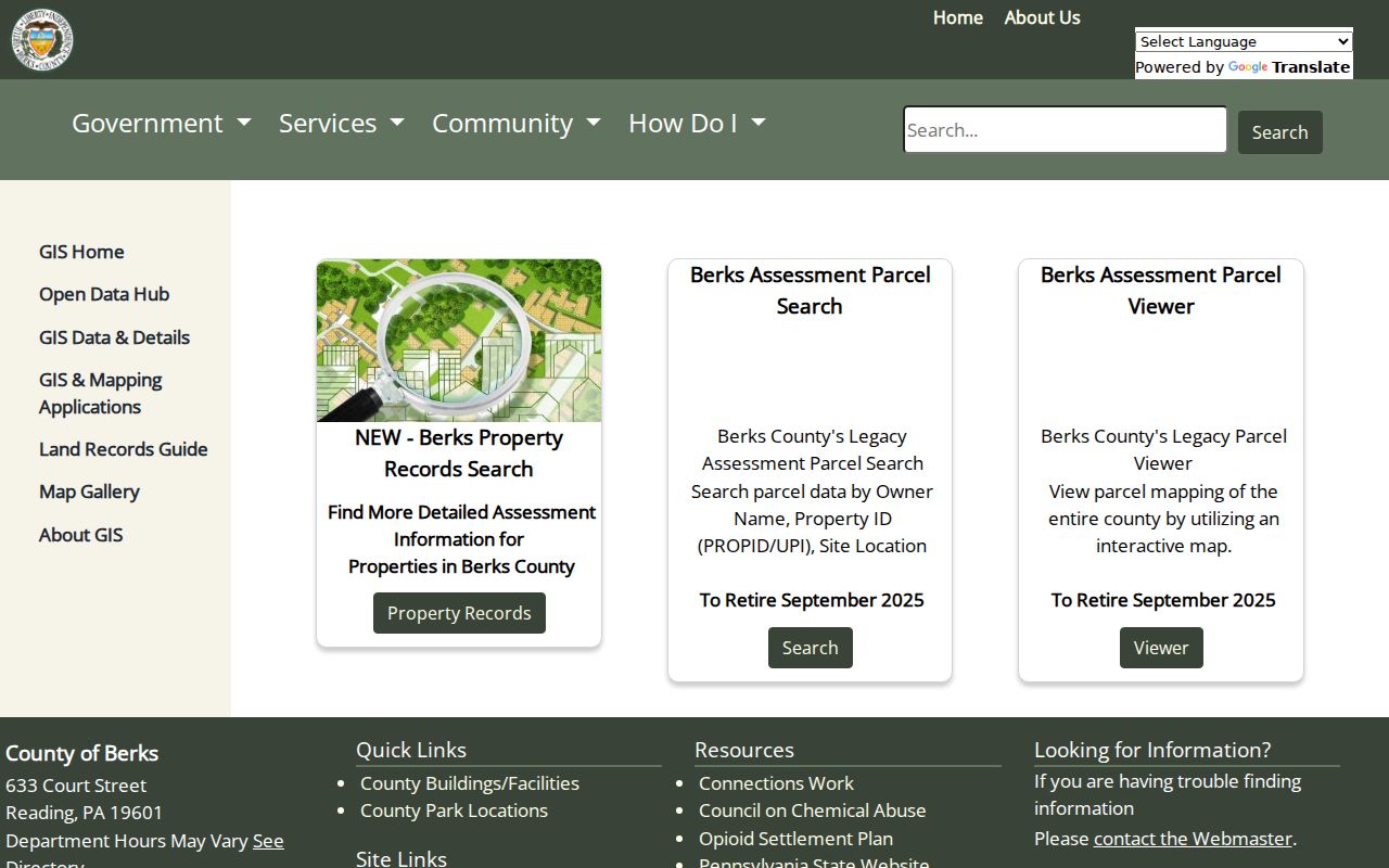 Berks County street directory current property records search information
