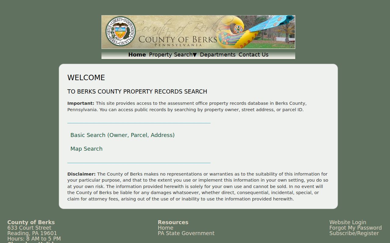 Berks County ZIP code directory parcel viewer search